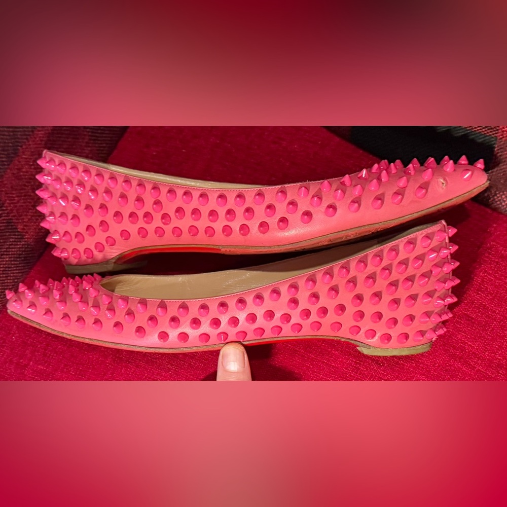 Christian Louboutin “Pigalle” Fucsia Spiked Ballet Flats size 40.5 - Picture 7 of 7